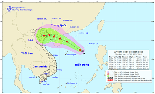 Tin áp thấp nhiệt đới trên Biển Đông (14h30 ngày 30/7)
