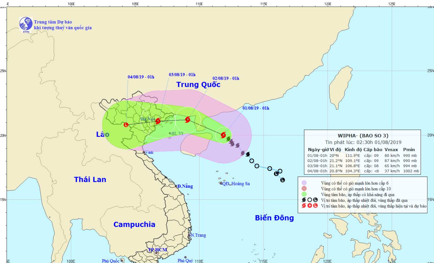 Tin bão khẩn cấp - Cơn bão số 03 (02h30 ngày 01/8)