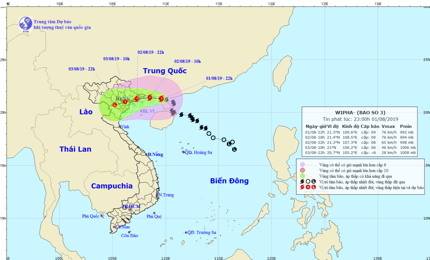 Tin bão khẩn cấp - Cơn bão số 03 (23h00 ngày 02/8)