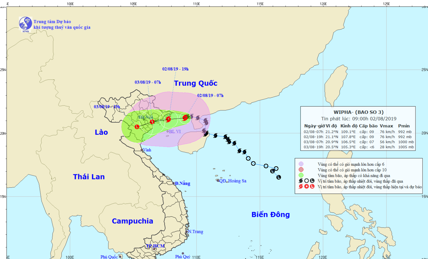 Tin bão khẩn cấp - cơn bão số 03 (09h00 ngày 02/8)