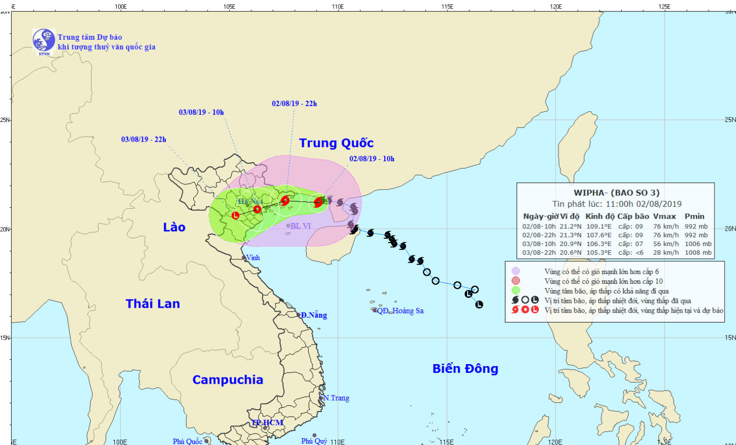 Tin bão khẩn cấp - Cơn bão số 03 (11h00 ngày 02/8)