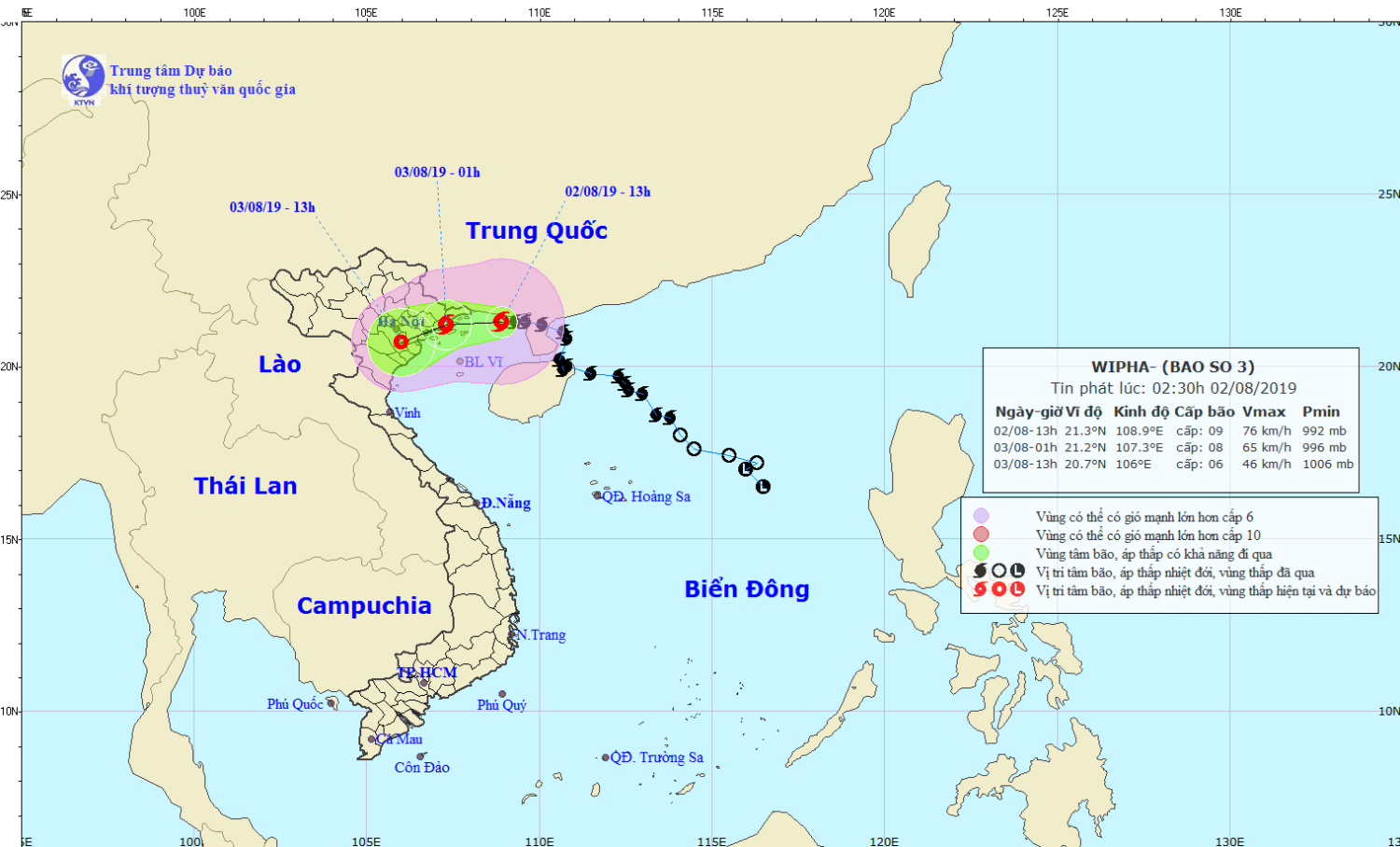 Tin bão khẩn cấp - Cơn bão số 03 (14h30 ngày 02/8)