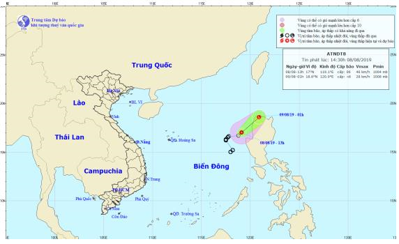 Tin áp thấp nhiệt đới trên Biển Đông (14h30 ngày 08/8)