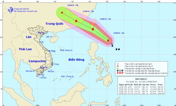 Tin bão gần Biển Đông - bão BAILU (21h00 ngày 23/8)