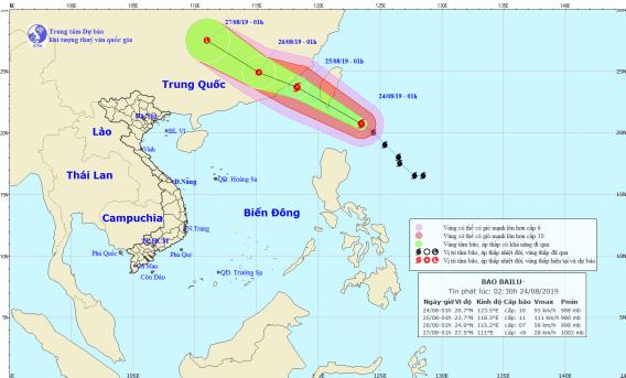 Tin bão gần Biển Đông - bão BAILU (02h30 ngày 24/8)