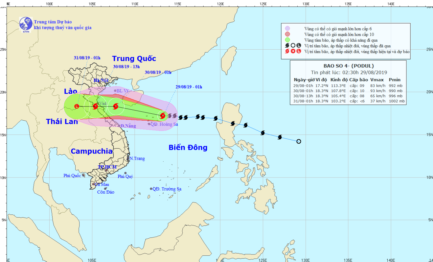 Tin bão khẩn cấp - cơn bão số 04 (02h30 ngày 29/8)