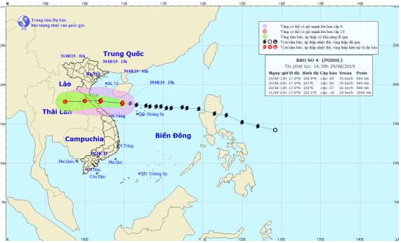 Tin bão khẩn cấp - cơn bão số 04 (14h30 ngày 29/8)