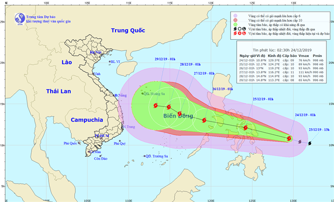 Tin bão gần Biển Đông - bão PHANFONE (02h30 ngày 24/12)