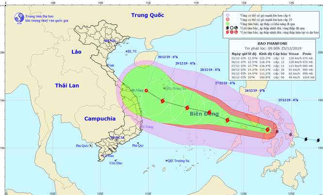 Tin bão gần Biển Đông - bão PHANFONE (09h00 ngày 25/12)